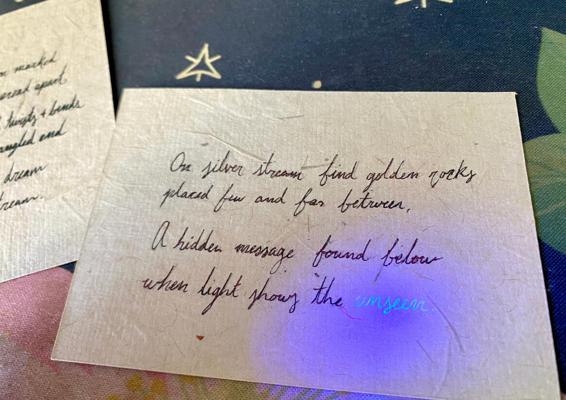 A close up of the secret message hidden on one of the notes given to players.