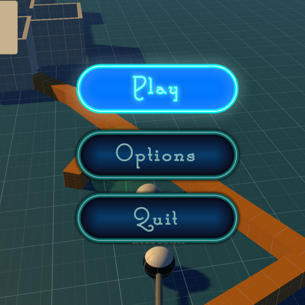 A mockup of the menu buttons for the game, continuing the meta pool-hall theme of the game.